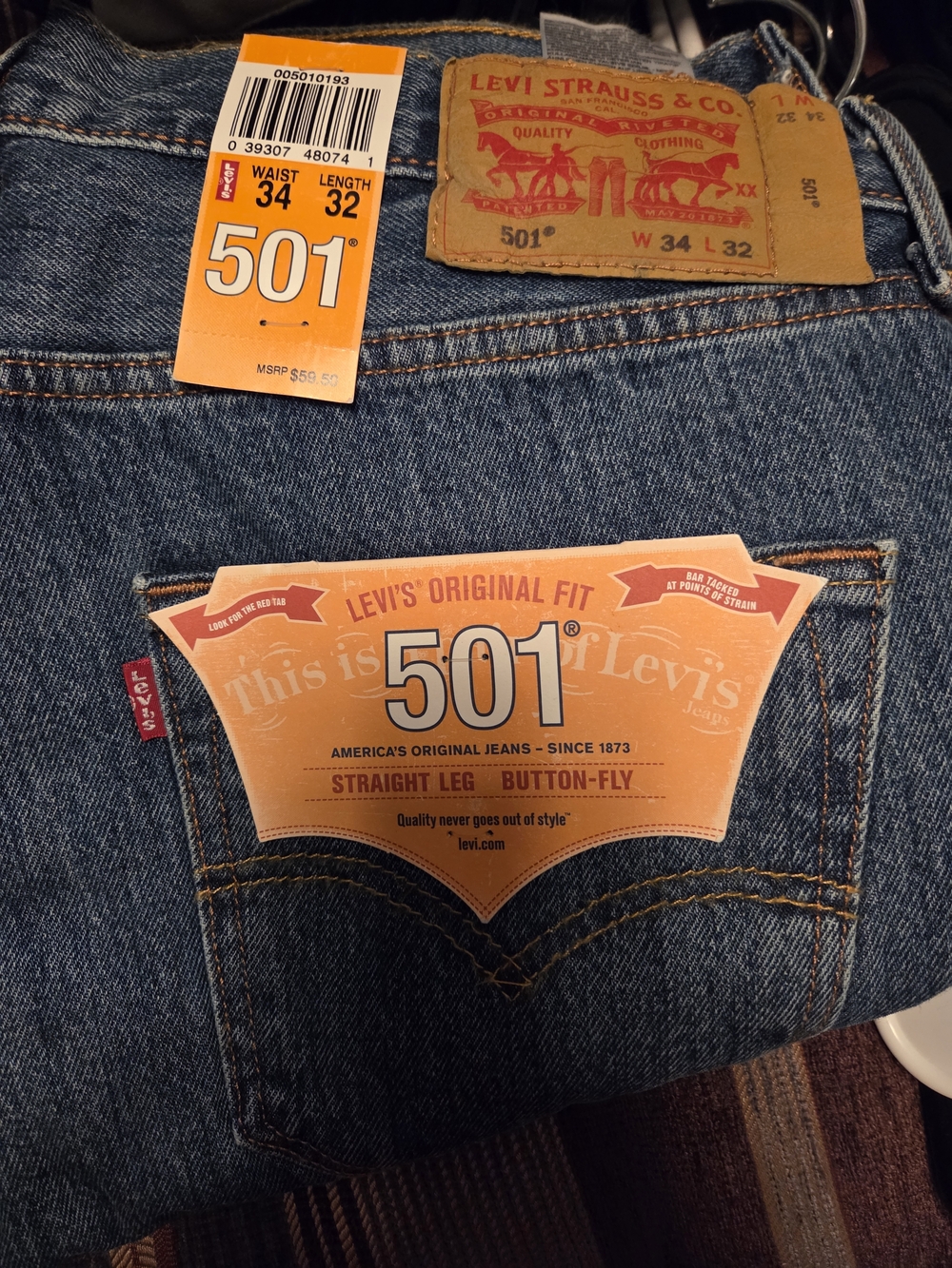 Levi's 501 Straight Leg Jeans - Denim Blue